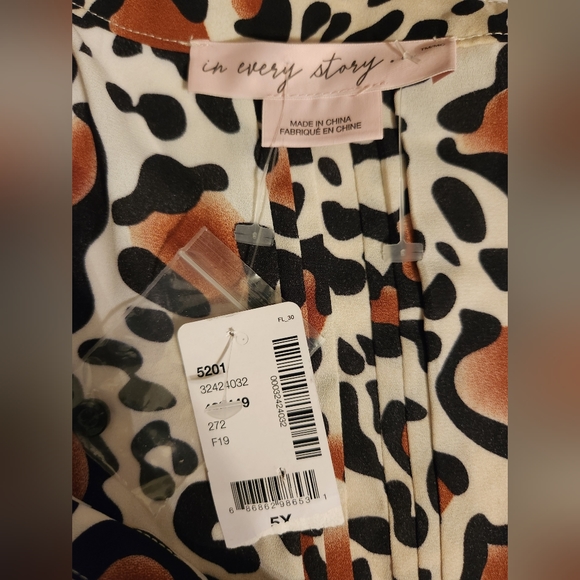 Animal Print Shirt Dress with V Neck and Pleated Front Detail BNWT - Picture 6 of 6